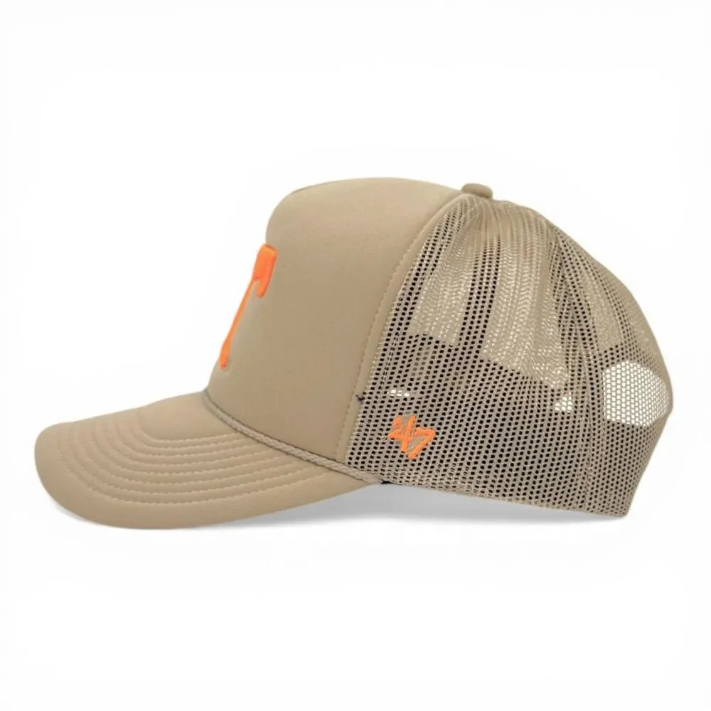 NEW '47 Brand Men's Tennessee Volunteers Foam Mesh Trucker Snapback Hat Khaki